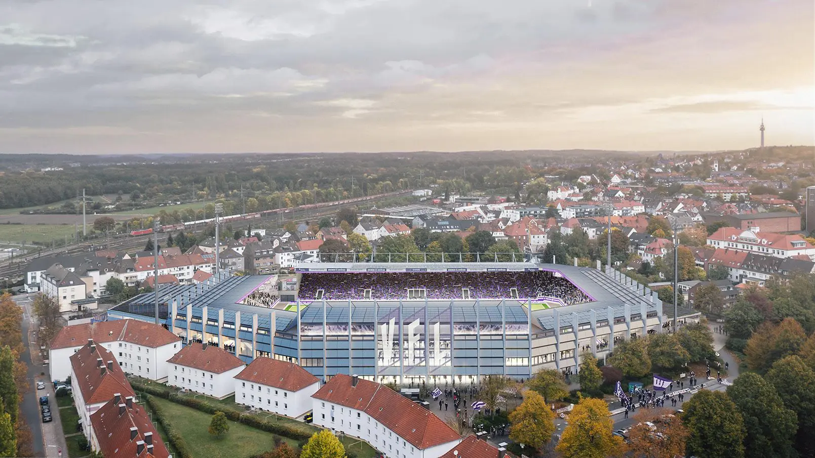 Blick auf das geplante Stadion aus der Vogelperspektive